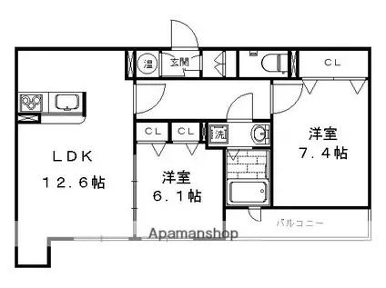 LA CASA PULITA(2LDK/3階)の間取り写真