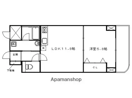 エリーフラッツ梅の宮(1LDK/5階)の間取り写真