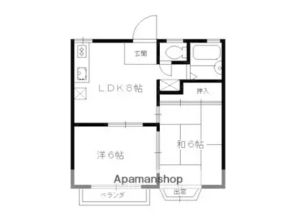 嵐山リバーサイドI(2LDK/2階)の間取り写真