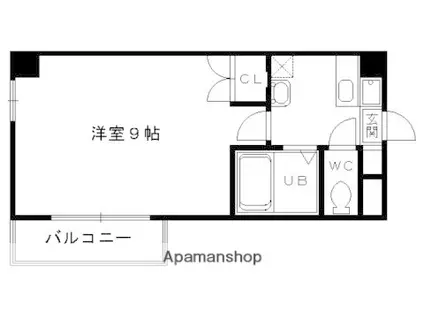 山陰本線 丹波口駅 徒歩7分 4階建 築25年(1K/3階)の間取り写真