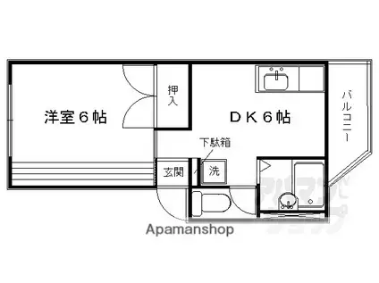 エステートシバタ(1DK/2階)の間取り写真