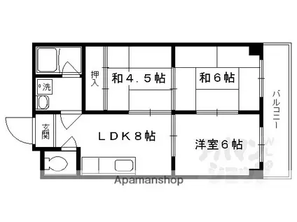 西賀茂ハイツ(3LDK/2階)の間取り写真