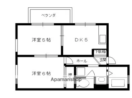 クレーシュ大宮(2DK/1階)の間取り写真