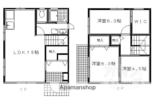 京都市烏丸線 松ケ崎駅(京都) 徒歩9分 2階建 築17年(3LDK)の間取り写真