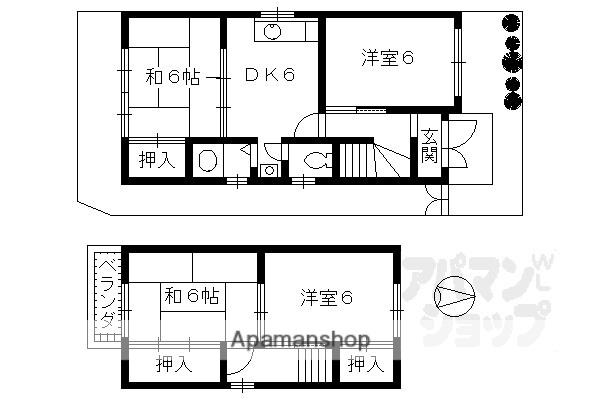京都市烏丸線 北山駅(京都) 徒歩17分 2階建 築39年(4DK)の間取り写真