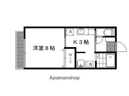 シャンティ宝ヶ池(1K/2階)の間取り写真