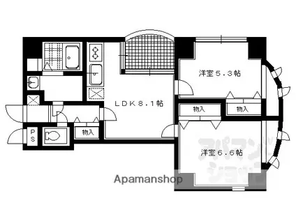 ヴィラ ヤマカワ(2LDK/1階)の間取り写真