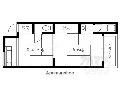 ラ・エスカローナ(1DK/2階)の間取り写真