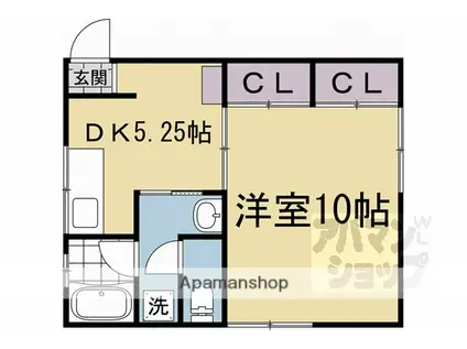 プルーリオン下鴨(1K/2階)の間取り写真