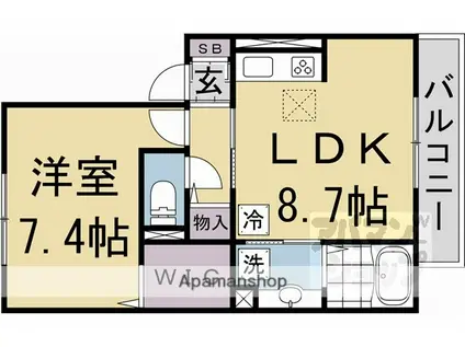 シャンポール雅(1LDK/2階)の間取り写真