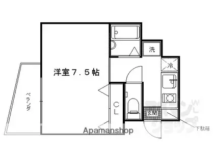 イーストビュー(1K/3階)の間取り写真
