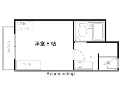 リエール北野(1K/3階)の間取り写真