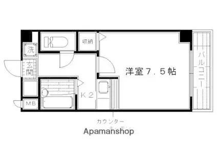 ノーブル北山(1K/1階)の間取り写真