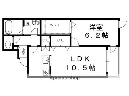 ラ・クール北山(1LDK/2階)の間取り写真