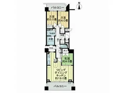 アールヴェール河原町二条(3LDK/10階)の間取り写真
