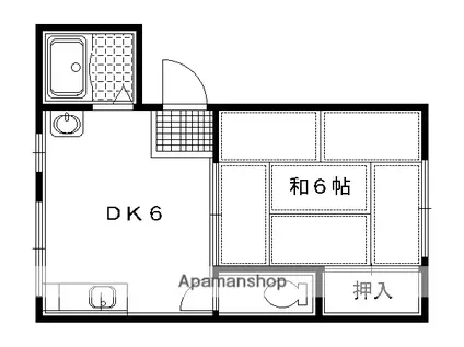 第2吉与門ハイツ(1DK/4階)の間取り写真