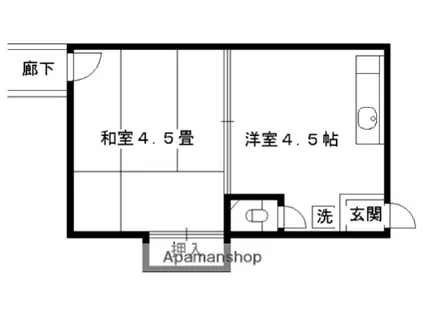 岡田アパート(2K/1階)の間取り写真