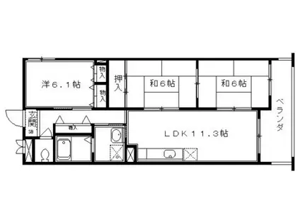 ソフィスタ北山(3LDK/1階)の間取り写真