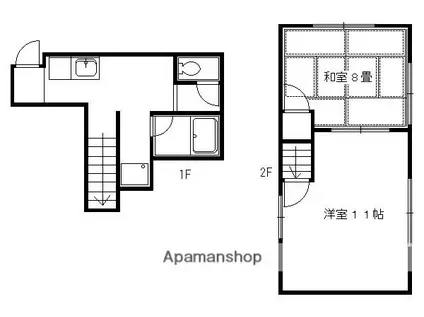 宮の東ハイツ(2K/1階)の間取り写真