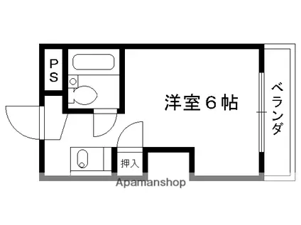 ホワイトリバーハイツ(ワンルーム/2階)の間取り写真