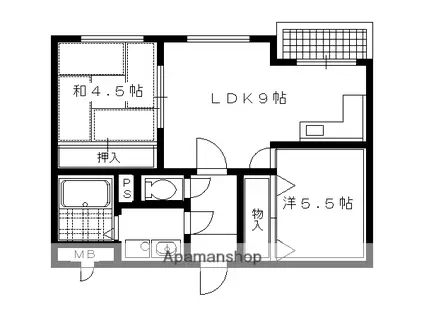 エレガンスコート下鴨(2LDK/3階)の間取り写真