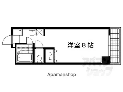 カーメル北野(1K/3階)の間取り写真