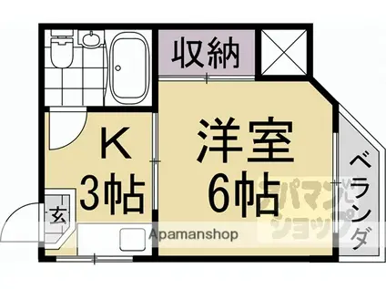 今出川うえだビル(1K/4階)の間取り写真