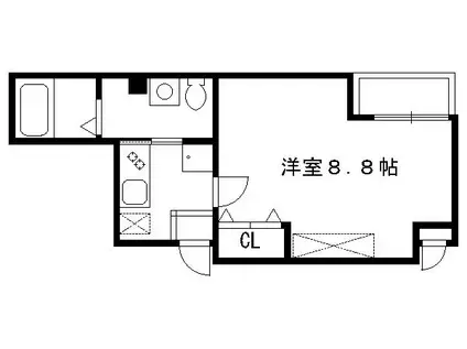 フラッティK&S千本寺之内(1K/2階)の間取り写真