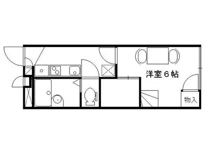 レオパレスウェルスTENII(1K/1階)の間取り写真