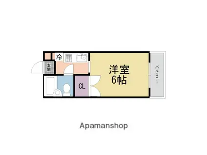 衣笠コーポ梛(1K/2階)の間取り写真