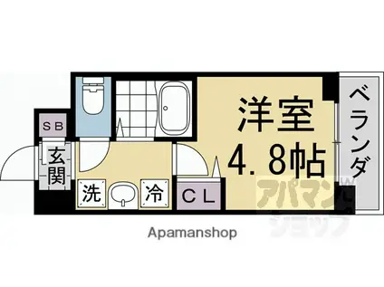キャンパスヴィレッジ京都衣笠(1K/3階)の間取り写真