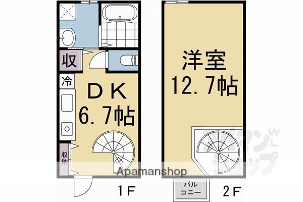 御所西篠(1DK/1階)の間取り写真