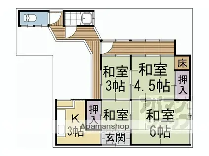 京都市烏丸線 北大路駅 徒歩10分 1階建 築56年(3K)の間取り写真