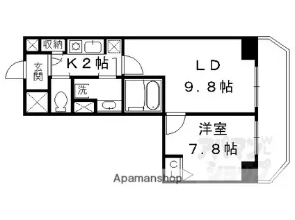 SWISS京都堀川ウエスト(1LDK/11階)の間取り写真