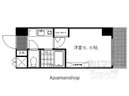 ラナップスクエア京都北野(1K/3階)の間取り写真