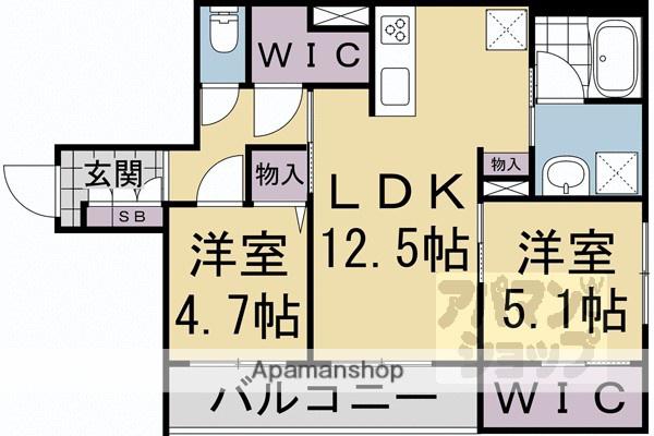 シャーメゾン池ノ内町(2LDK/2階)の間取り写真