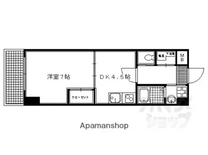 フルーテイジ下鴨(1DK/4階)の間取り写真