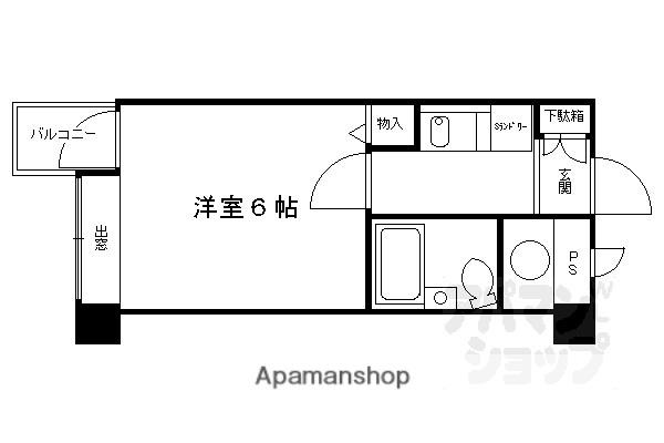 DETOM-1四条大宮(1K/2階)の間取り写真