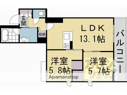 アウスレーゼ御所(2LDK/3階)の間取り写真