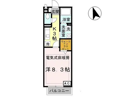 グランパルクⅠ(1K/2階)の間取り写真