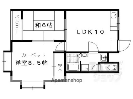 東明ハイツ(2LDK/2階)の間取り写真