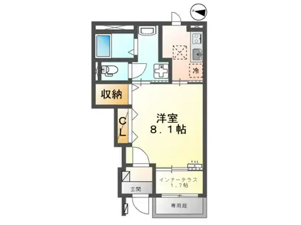 セレニティ宮野和(1K/1階)の間取り写真