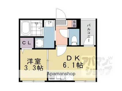 GRAND CHARIOT御所ノ内町(1DK/1階)の間取り写真