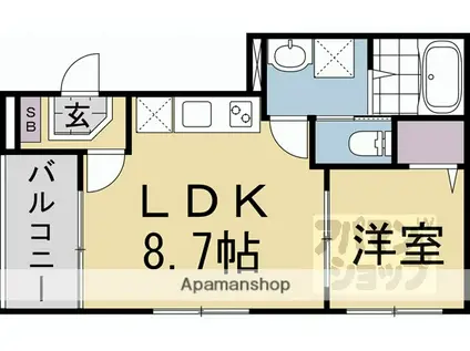 ハーモニーテラス花園寺ノ内町(1LDK/1階)の間取り写真