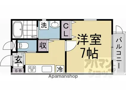 GRAND CASA TENJINGAWA(1K/1階)の間取り写真