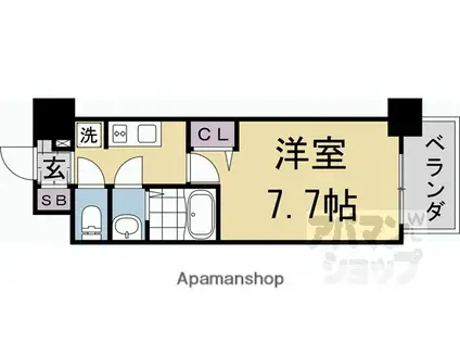 フォーリアライズ京都大将軍(1K/2階)の間取り写真
