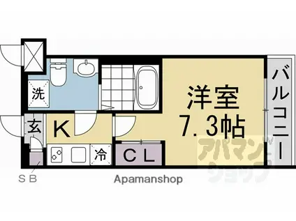 D.CLAREST CREST TAPP 二条(1K/2階)の間取り写真