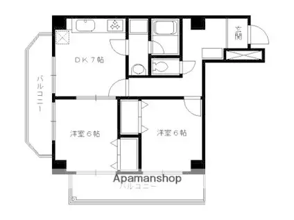 プラザ神泉苑(2DK/1階)の間取り写真