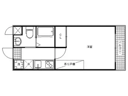 LS堀川(1K/3階)の間取り写真