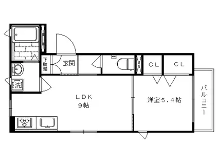 CASA DHANA(1LDK/3階)の間取り写真